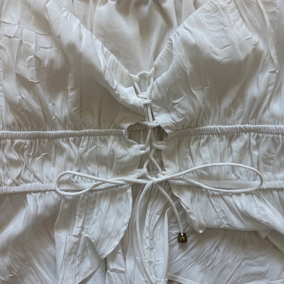 White Ruffled Crop Top - Picture 3 of 5